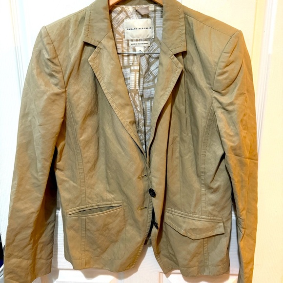 Banana Republic Tan Blazer Suit Jacket Map of NYC inside🤎 P2P 20 - Picture 6 of 10